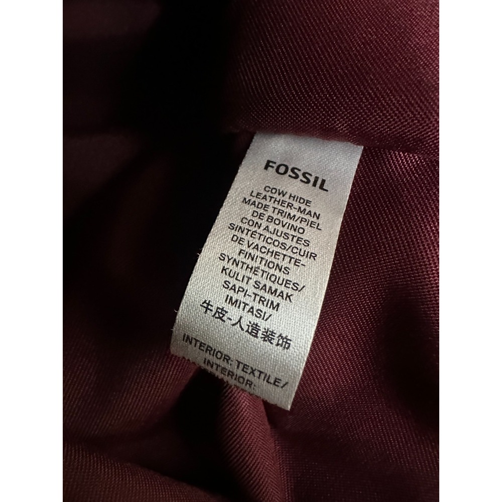 Fossil Carmen Tote Burgundy Quilted Leather Handbag Crossbody Wine Shoulder Bag - Picture 9 of 16